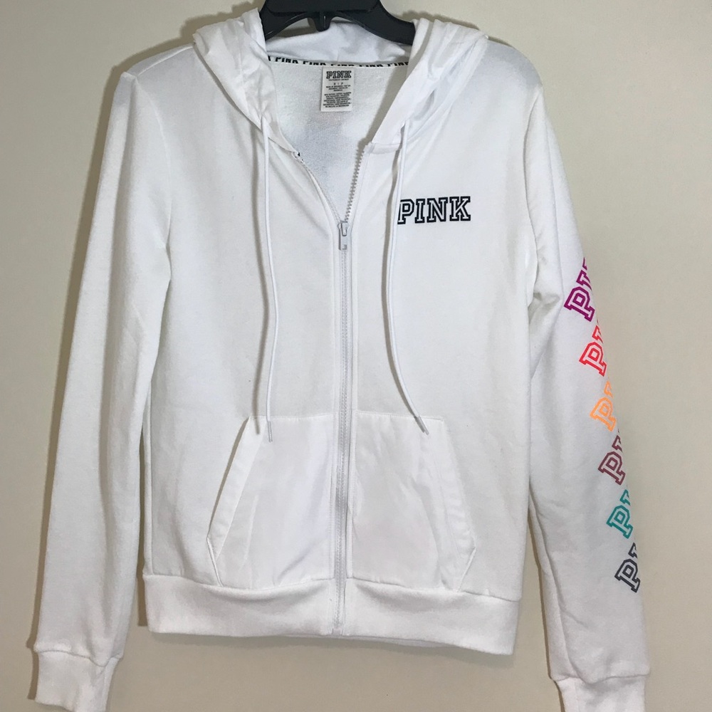 White Zip Hoodie by Pink